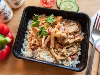 Свинина с кальмарами в горчичном соусе+рис
