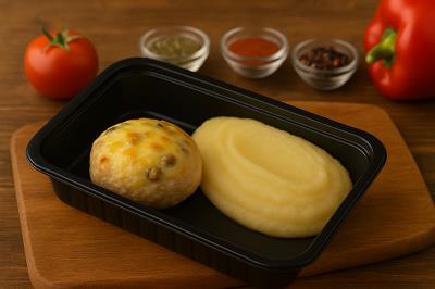 Зраза из индейки с грибами + пюре