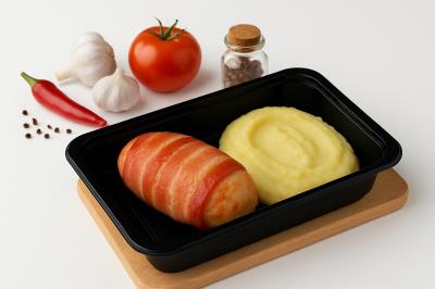 Котлета по-голландски в беконе + картофельное пюре