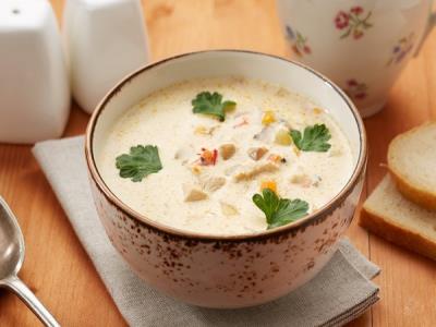 Сливочный суп из курицы с шампиньонами