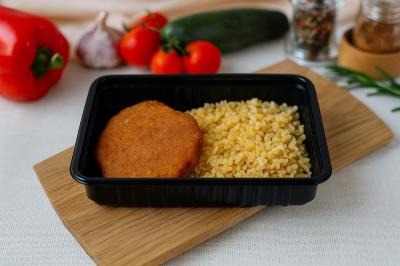 Шницель венский из свинины+булгур