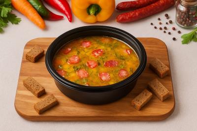 Суп с картофелем и охотничьими колбасками