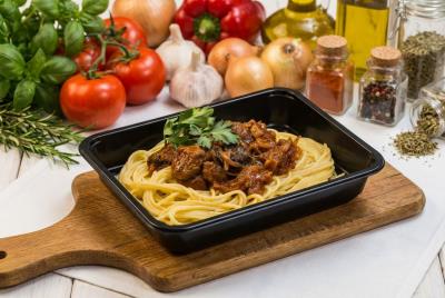 Говядина по-восточному+спагетти