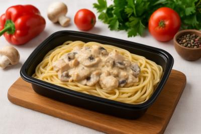 Паста с индейкой и грибами