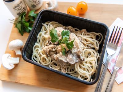 Паста с индейкой и грибами