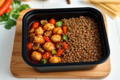 Курица по-шанхайски с грибами+гречка