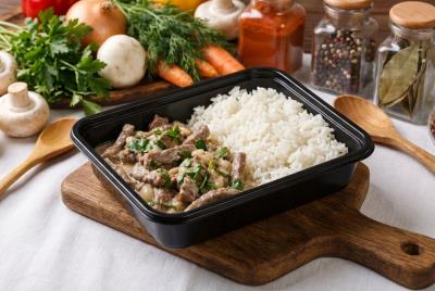 Бефстроганов+рис